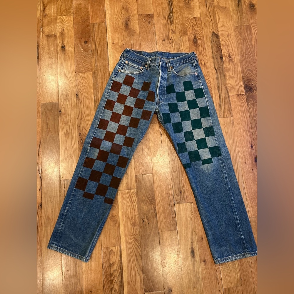 MENS Incredible Vintage Levi’s 501 jeans - 30 x 29 Handpainted 🔥